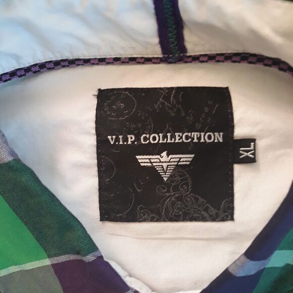 VIP Collection Society of Greater Islands Button Up Shirt Mens XL Green White Bl - Picture 12 of 12